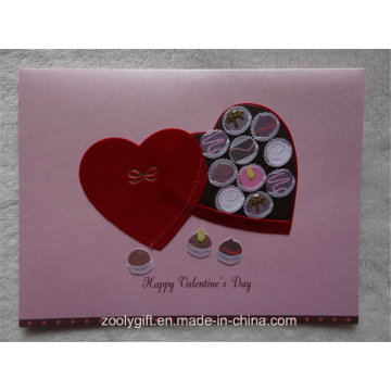 2D 3D Handmade Design Glitter Greeting Card and Envelop for Valentine′s Day
